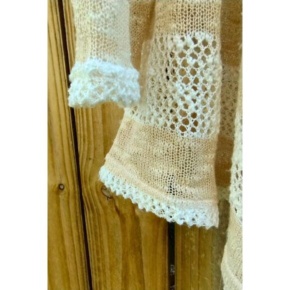 Women's Retro Threads Beige/Cream Open Plunge Waterfall High-Low Cardigan Sz XXL - Picture 3 of 5
